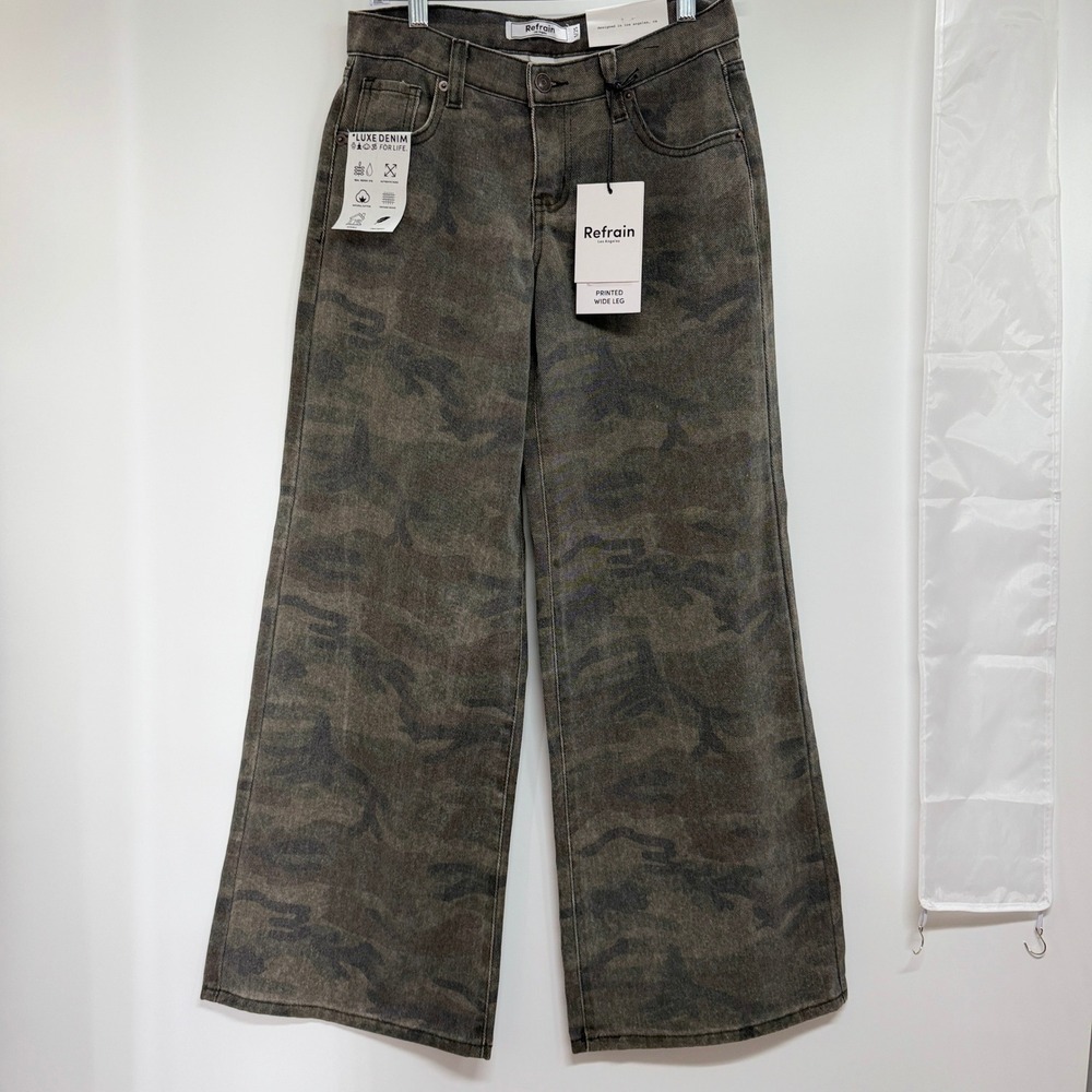 Refrain Womens 1/25 Wide Leg Luxe Denim Jeans Y2K Streetwear Skater Indie Sleaze